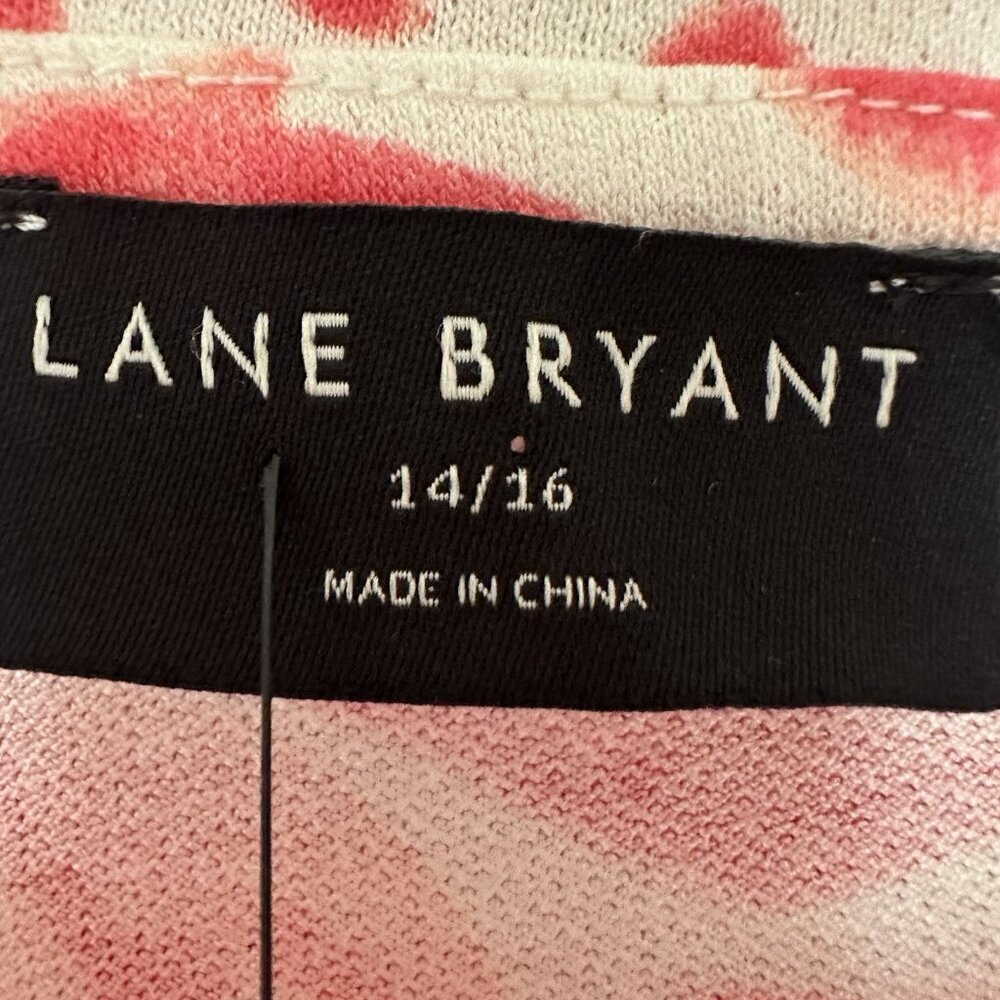 NWT Lane Bryant 14/16 Pink Stretchy Swing Top Boatneck Tee Stretch Floral Leaf - Picture 3 of 8